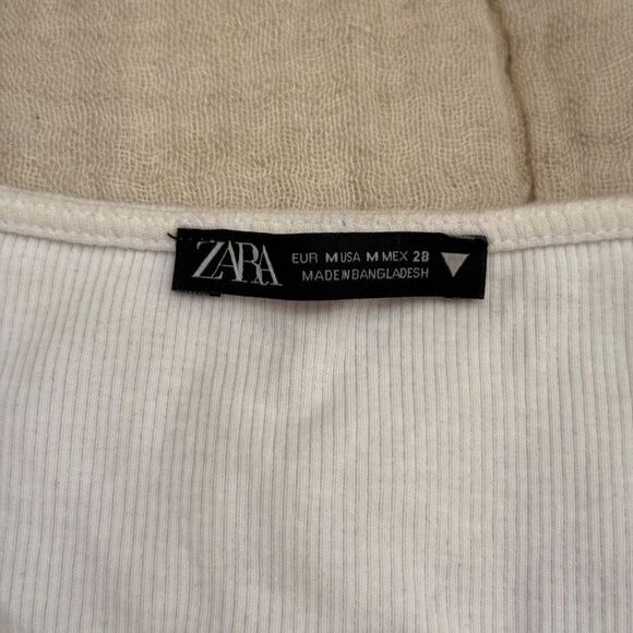 ZARA White Ruffled Ruched Crop Tank Top - Picture 5 of 5